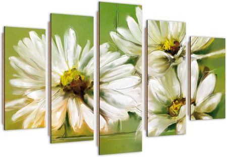 Feeby Obraz Pięcioczęściowy Deco Panel Białe Kwiaty 100x70 1586701