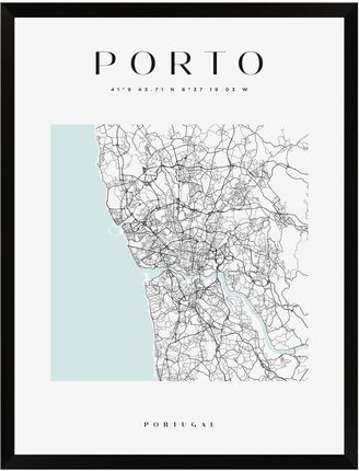 Mpink Plakat Mapa Miasta Porto Kwadrat 50x70 Cm + Ramka Czarna 13754