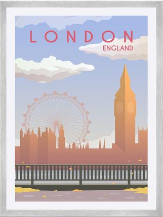 Mpink Plakat Miasta Londyn 30x40 Cm + Ramka Srebrna 14041