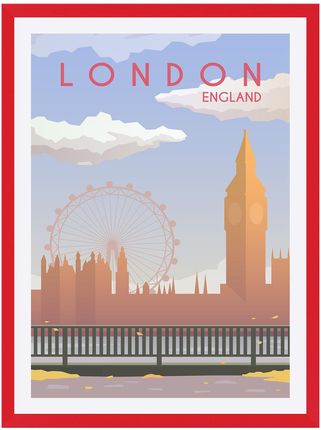 Mpink Plakat Miasta Londyn 24x30 Cm + Ramka Czerwona 14023