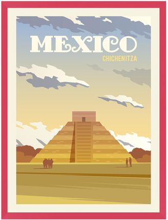 Mpink Plakat Państwa Meksyk 24x30 Cm + Ramka Amarant 14270