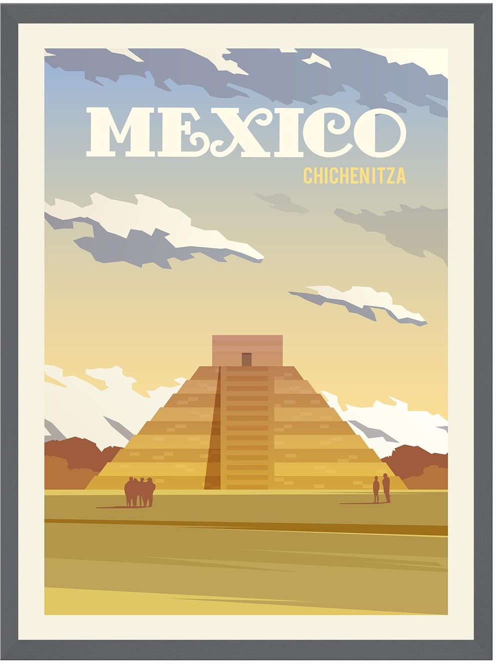 Mpink Plakat Państwa Meksyk 50x70 Cm + Ramka Kamienna Szarość 14335 ...
