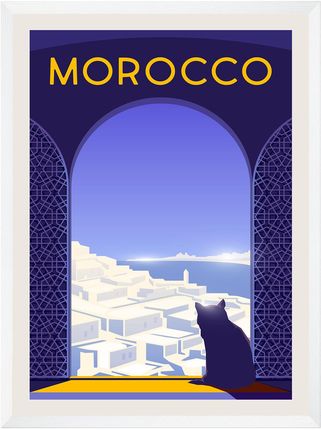 Mpink Plakat Państwa Maroko 40x50 Cm + Ramka Biała 14343