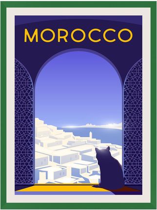 Mpink Plakat Państwa Maroko 40x50 Cm + Ramka Zielona 14394