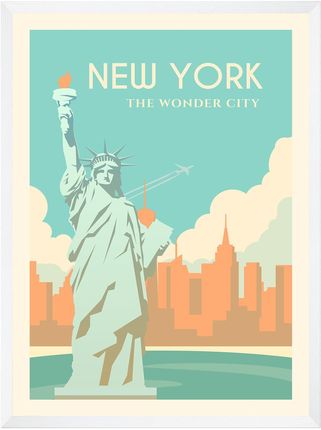 Mpink Plakat Miasta New York 30x40 Cm + Ramka Biała 14430