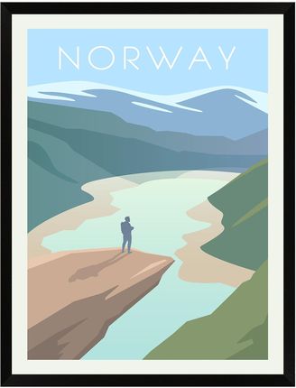 Mpink Plakat Państwa Norwegia 21x29,7 Cm + Ramka Czarna 14525