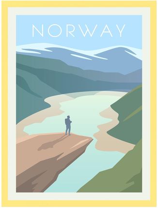 Mpink Plakat Państwa Norwegia 21x29,7 Cm + Ramka Żółta 14551