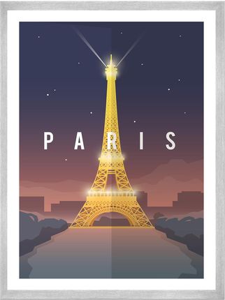 Mpink Plakat Miasta Paryż_2 40x50 Cm + Ramka Srebrna 14669