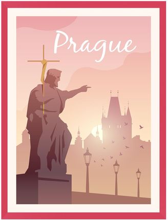 Mpink Plakat Miasta Praga 21x29,7 Cm + Ramka Amarant 14712