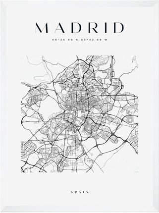 Mpink Plakat Mapa Miasta Madryt Kwadrat 24x30 Cm + Ramka Biała 14825