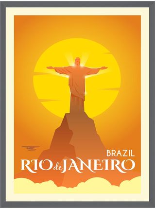 Mpink Plakat Miasta Rio De Janeiro_2 40x50 Cm + Ramka Kamienna Szarość 14866