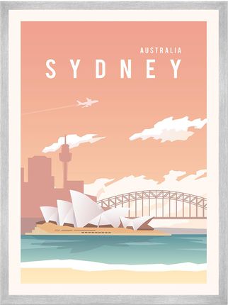 Mpink Plakat Miasta Sydney_2 24x30 Cm + Ramka Srebrna 15200