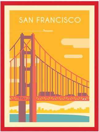 Mpink Plakat Państwa San Francisco 21x29,7 Cm + Ramka Czerwona 14914