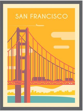 Mpink Plakat Państwa San Francisco 40x50 Cm + Ramka Kamienna Szarość 14956