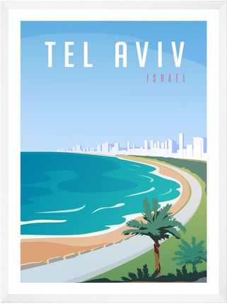 Mpink Plakat Miasta Tel Aviv 21x29,7 Cm + Ramka Biała 15227