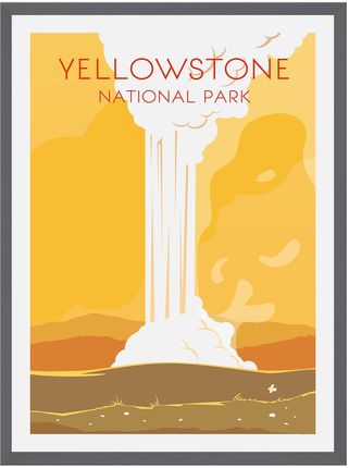 Mpink Plakat Miasta Yellowstone 30x40 Cm + Ramka Kamienna Szarość 15491