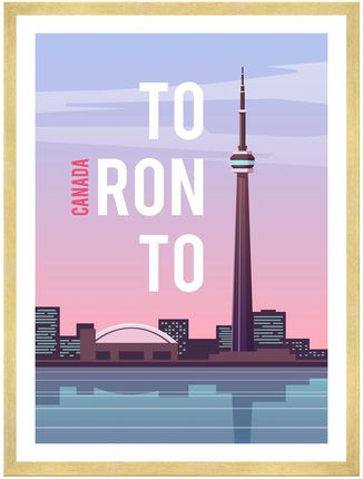 Mpink Plakat Miasta Toronto 24x30 Cm + Ramka Złota 15390