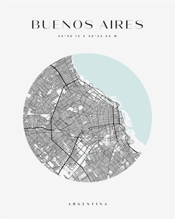 Mpink Plakat Mapa Miasta Buenos Aires Koło 50x70 Cm 19239