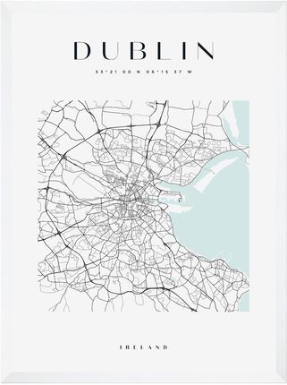 Mpink Plakat Mapa Miasta Dublin Kwadrat 21x29,7 Cm + Ramka Biała 9662