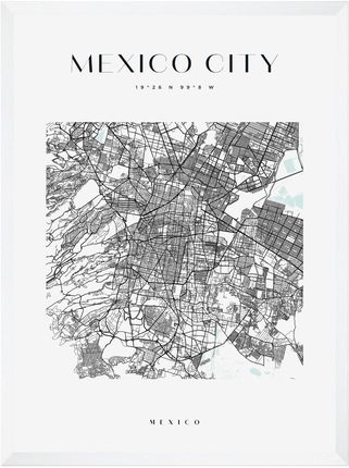 Mpink Plakat Mapa Miasta Meksyk Kwadrat 24x30 Cm + Ramka Biała 9675