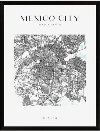 Mpink Plakat Mapa Miasta Meksyk Kwadrat 21x29,7 Cm + Ramka Czarna 9683