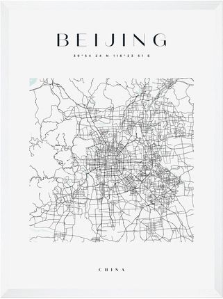 Mpink Plakat Mapa Miasta Beijing Kwadrat 40x50 Cm + Ramka Biała 7512