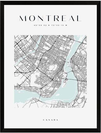 Mpink Plakat Mapa Miasta Montreal Kwadrat 40x50 Cm + Ramka Czarna 11311