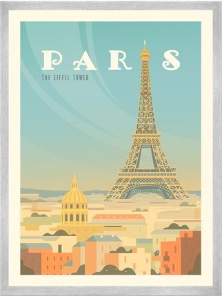 Mpink Plakat Miasta Paryż 24x30 Cm + Ramka Srebrna 12066