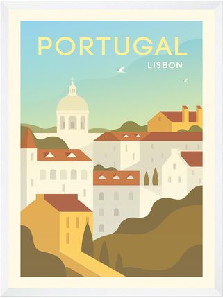 Mpink Plakat Państwa Portugalia 30x40 Cm + Ramka Biała 12098