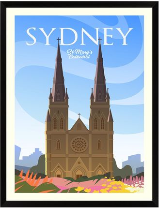 Mpink Plakat Miasta Sydney 21x29,7 Cm + Ramka Czarna 12463