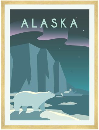 Mpink Plakat Miasta Alaska 24x30 Cm + Ramka Złota 12884