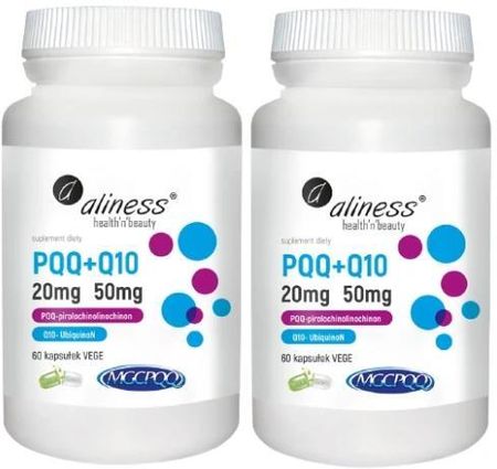 Zestaw 2x PQQ 20 mg + koenzym Q10 50 mg 60 kaps Aliness