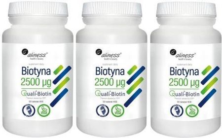 Zestaw 3x Biotyna 2500 mcg QualiBiotin® x 120 tabletek VEGE, Aliness