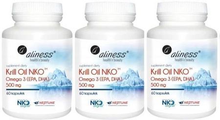Zestaw 3x Krill Oil NKO 500 mg, 60 kaps Aliness