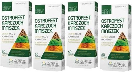 Zestaw 4x Ostropest Karczoch Mniszek, Medica Herbs