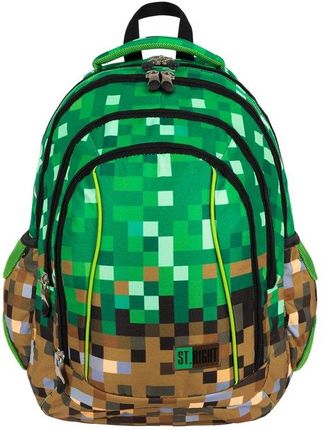 St.Right Plecak Młodzieżowy Szkolny Dla Chłopca 4 Komory Minecraft Pixel