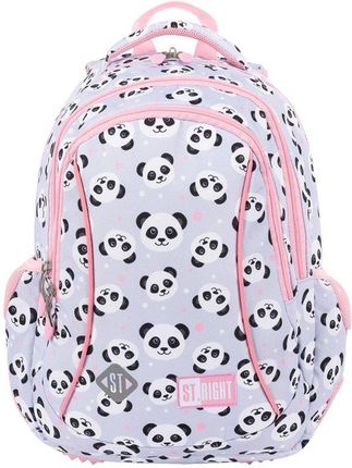 St.Right Plecak Młodzieżowy Szkolny Dla Dziewczynki Panda Grey