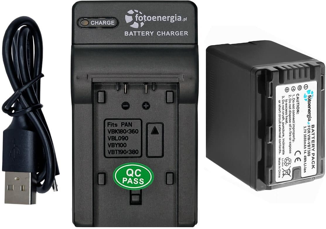 2 Akkus + Ladegerät Für Panasonic VW-VBT190 - Netz & KFZ Ladegerät Set