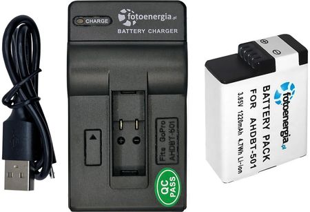 Bateria AHDBT-501 do GoPro Hero 5 black [1220 mAh] + ładowarka USB