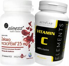 Zestaw 2x Żelazo organiczne MicroFerr® 25 mg x 100 tabletek VEGE, Aliness