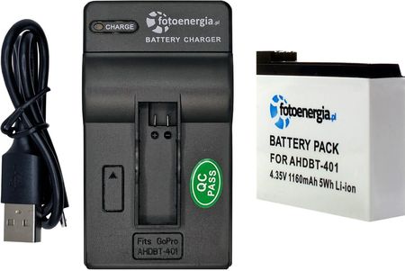 Bateria AHDBT-401 do GoPro Hero 4 4+ black/silver  [1160 mAh] + ładowarka USB