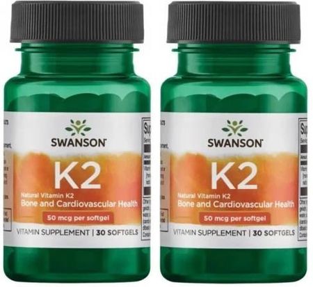 Zestaw 2x Witamina K2 naturalna 50mcg 30kapsułek żelowych, Swanson