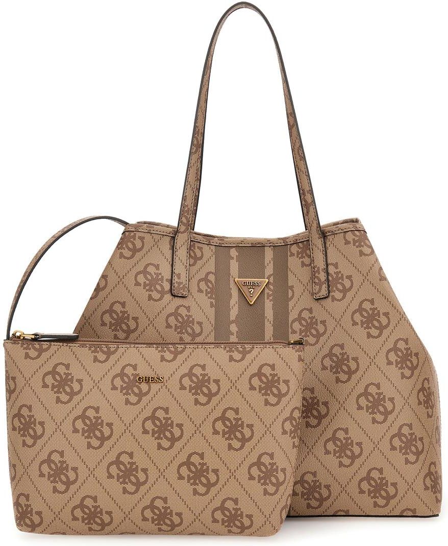 GUESS Vikky Large Tote Borsa A Spalla Donna, Finta Pelle Nera, Interno Leopardato