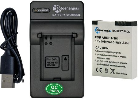 Bateria AHDBT-301 do GoPro Hero 3  [1050 mAh] + ładowarka USB