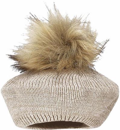 Jamiks APIA beret dla dziewczynki pompon beżowy rozmiar: 50-52