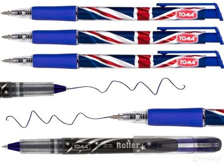 Toma Długopis Automatyczny To-068 Great Britain Niebieski 3szt. + Pióro Kulkowe To-075 Niebieskie
