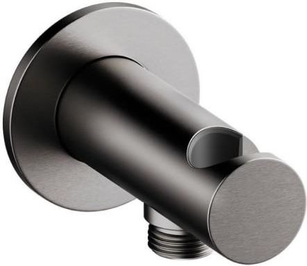 DAMIXA Przyłącze ścienne węża prysznicowego z uchwytem na słuchawkę prysznicową szczotkowany grafit PVD, 4844655