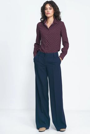 Stylowe spodnie z szerokimi nogawkami (Granatowy, S)