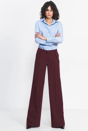 Stylowe spodnie z szerokimi nogawkami (Bordowy, S)