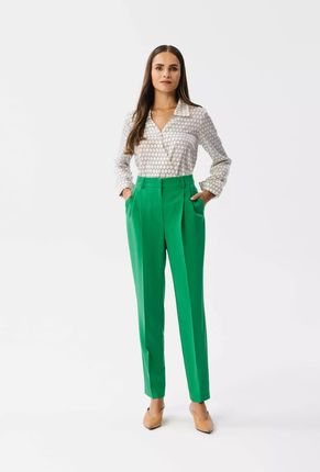 Eleganckie spodnie damskie o wysokim stanie (Zielony, L)